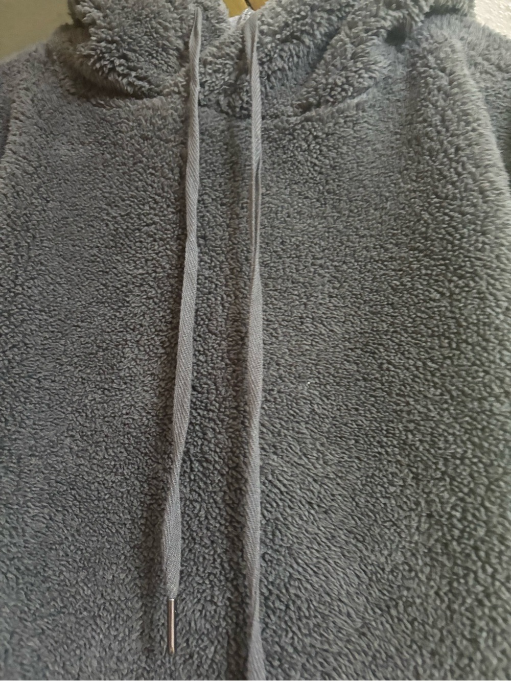 Cozy Grey Sherpa Hoodie with Drawstrings